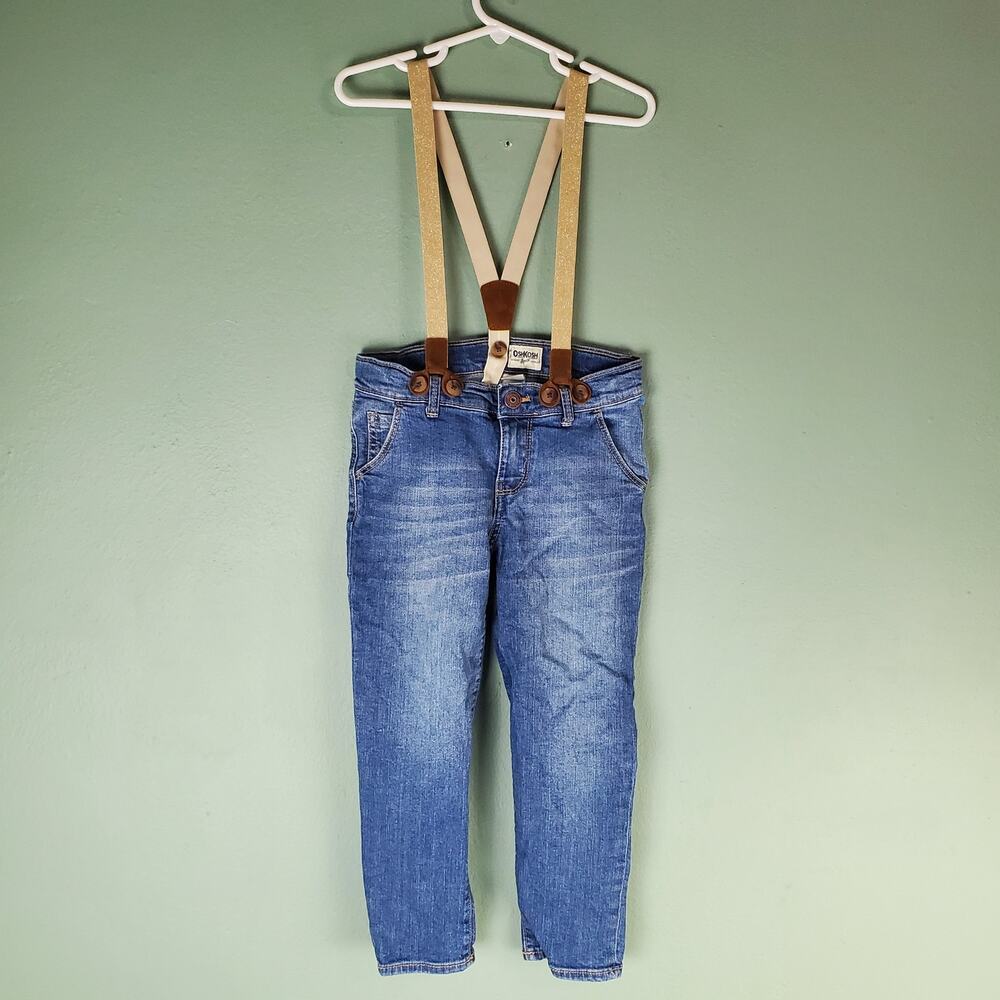 Oshkosh G'Bosh Gold Sparkle Suspender Jeans Size 6